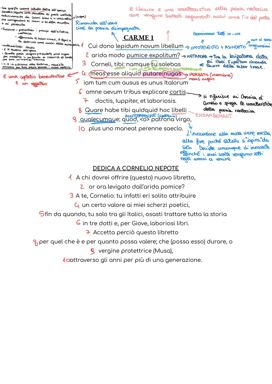 # ANALISI CARME 1
Con questo carme Catullo dedica all'amico storico Cornelio Nepote una
raccolta di poesie costituita esclusivamente da Car
