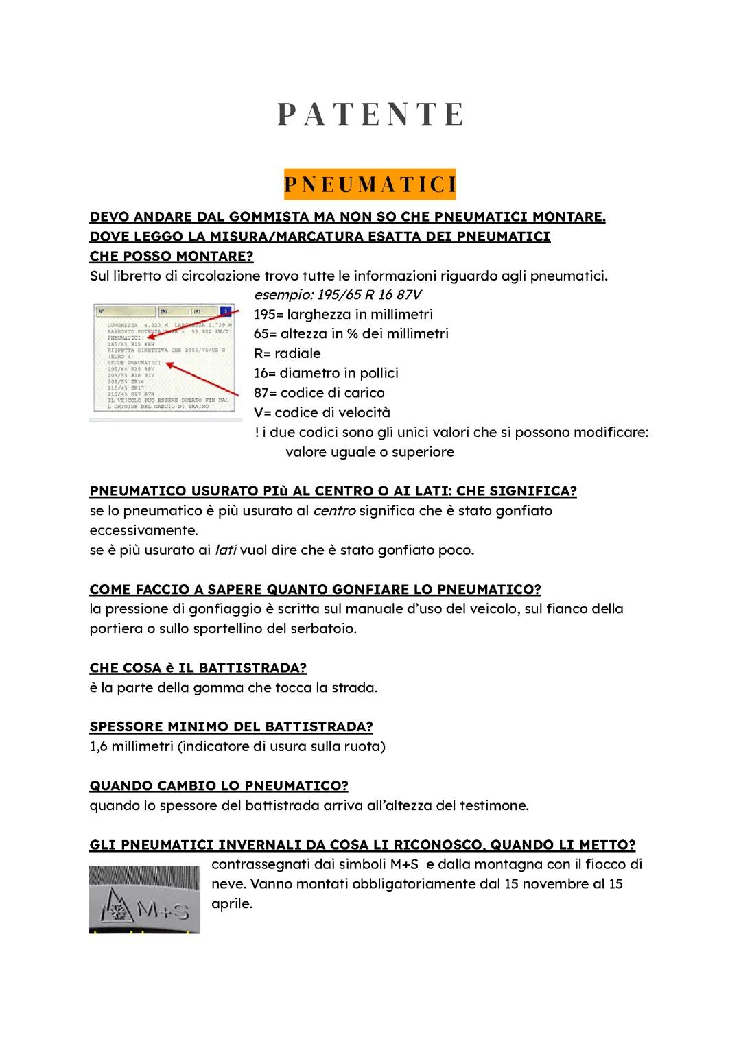 APPUNTI TEORICI PER IL PRATICO DI PATENTE