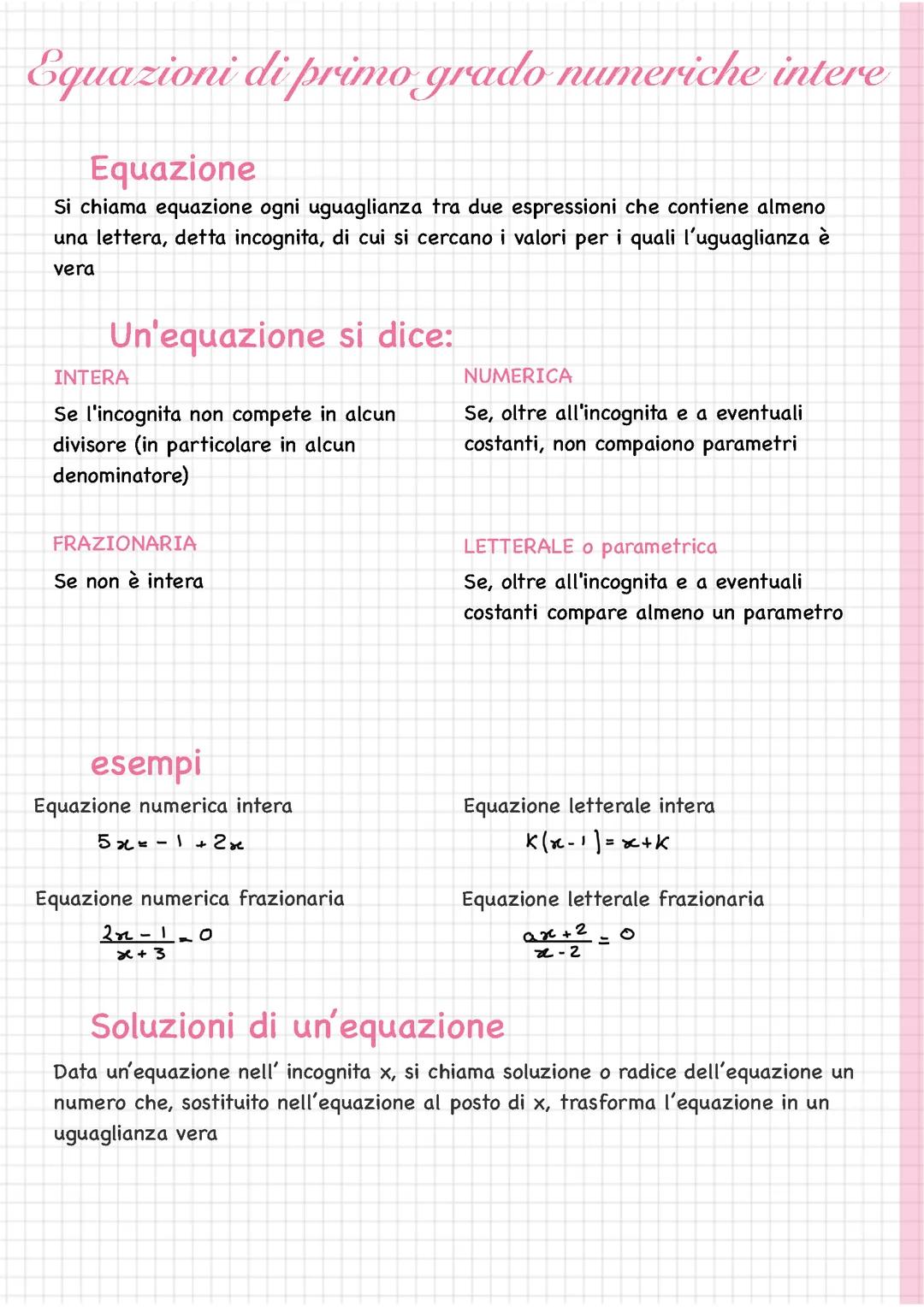 Equazioni e disequazioni di primo grado