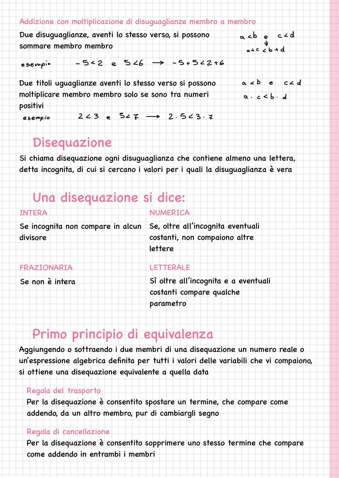 Equazioni di primo grado numeriche intere
Equazione
Si chiama equazione ogni uguaglianza tra due espressioni che contiene almeno
una lettera