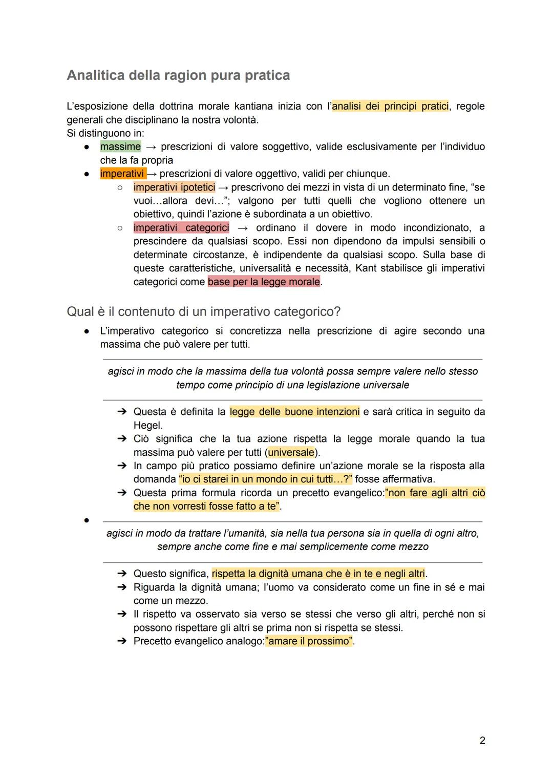 # CRITICA DELLA RAGION PRATICA
Gli obiettivi della seconda Critica
Kant distingue ragion pratica pura, che opera indipendentemente dalla s