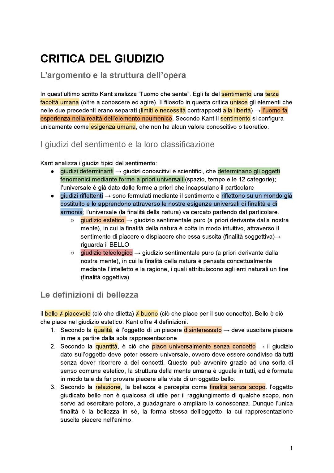 Kant - critica del giudizio