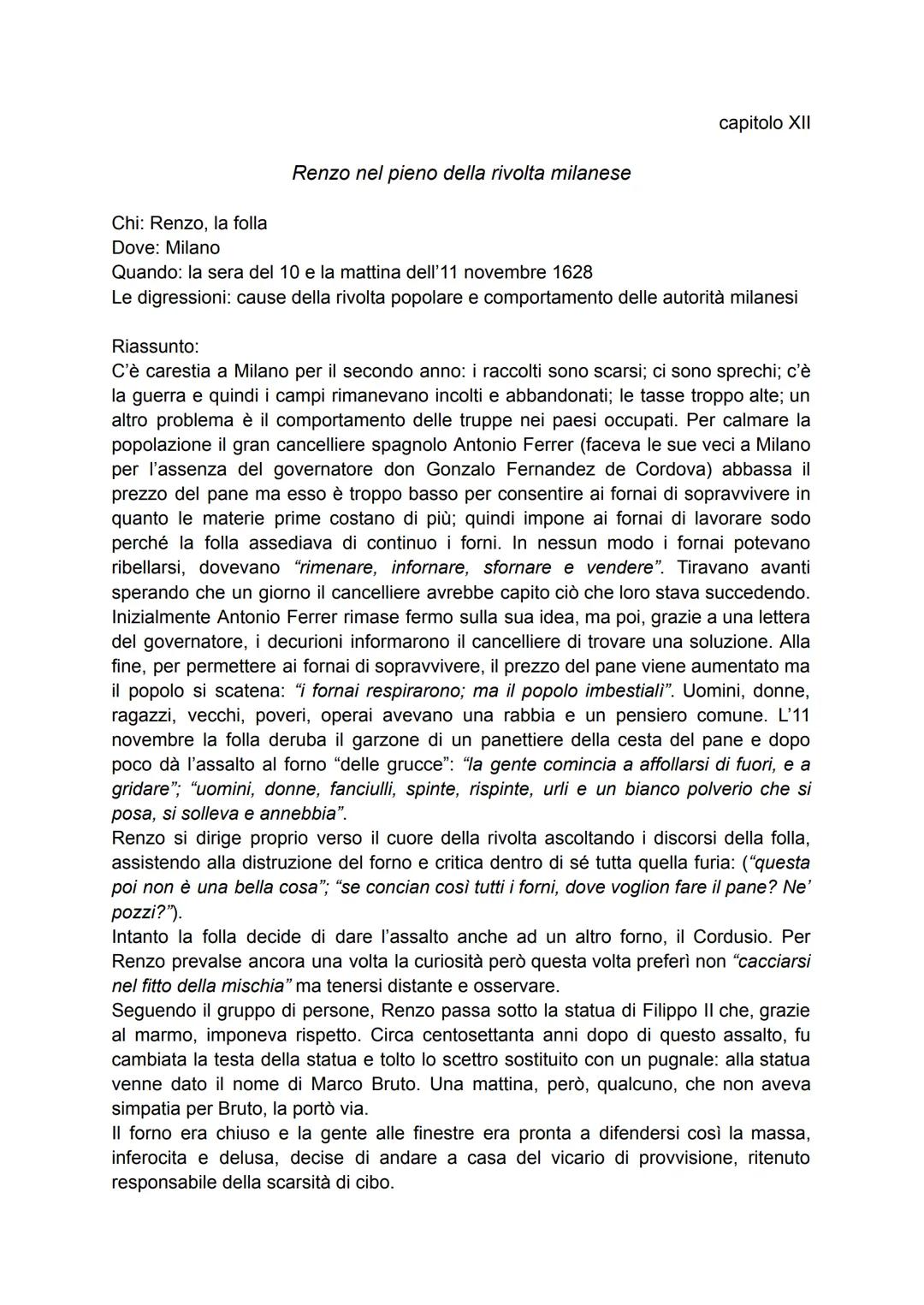 capitolo XII
Renzo nel pieno della rivolta milanese
Chi: Renzo, la folla
Dove: Milano
Quando: la sera del 10 e la mattina dell'11 novembre