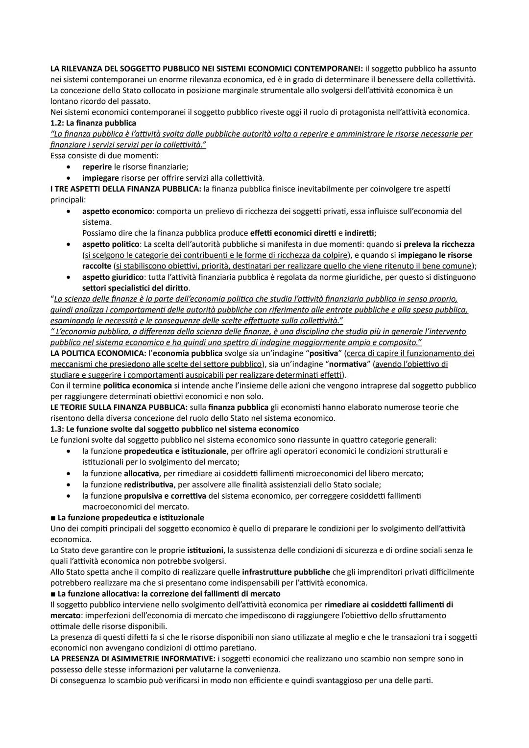 # TEMA 1 CAPITOLO 1
1.1: Il ruolo dello stato nei sistemi economici
Il soggetto pubblico nel sistema economico classico: Secondo la scuola