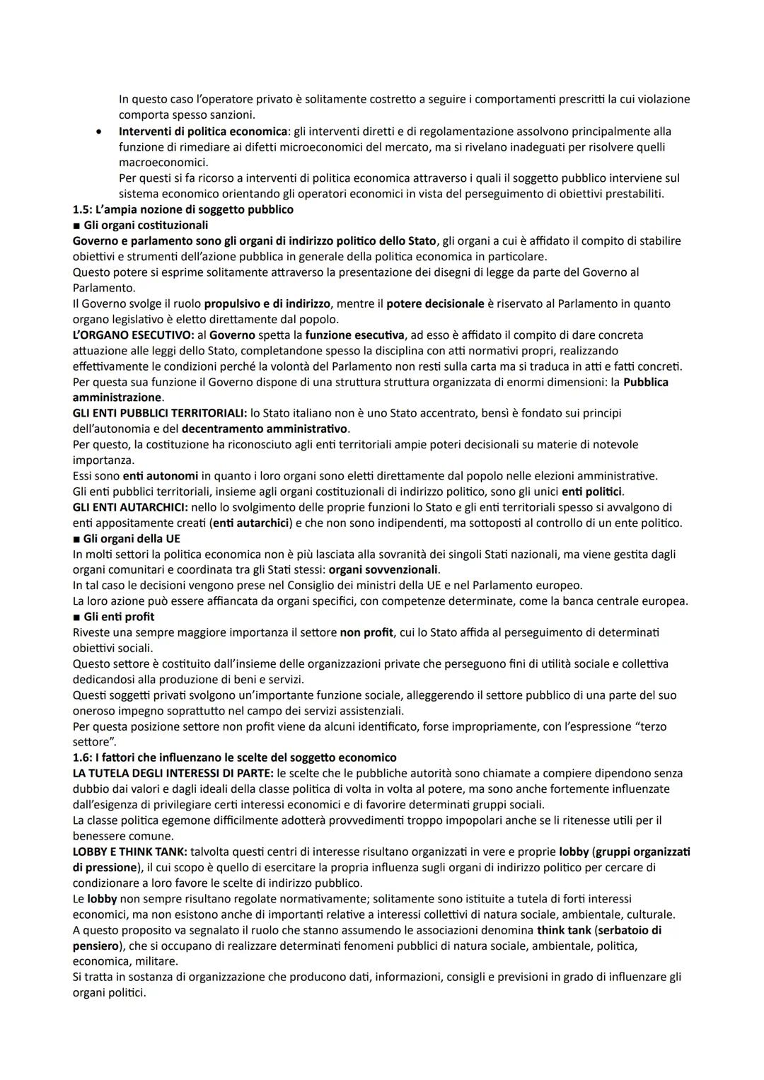 # TEMA 1 CAPITOLO 1
1.1: Il ruolo dello stato nei sistemi economici
Il soggetto pubblico nel sistema economico classico: Secondo la scuola