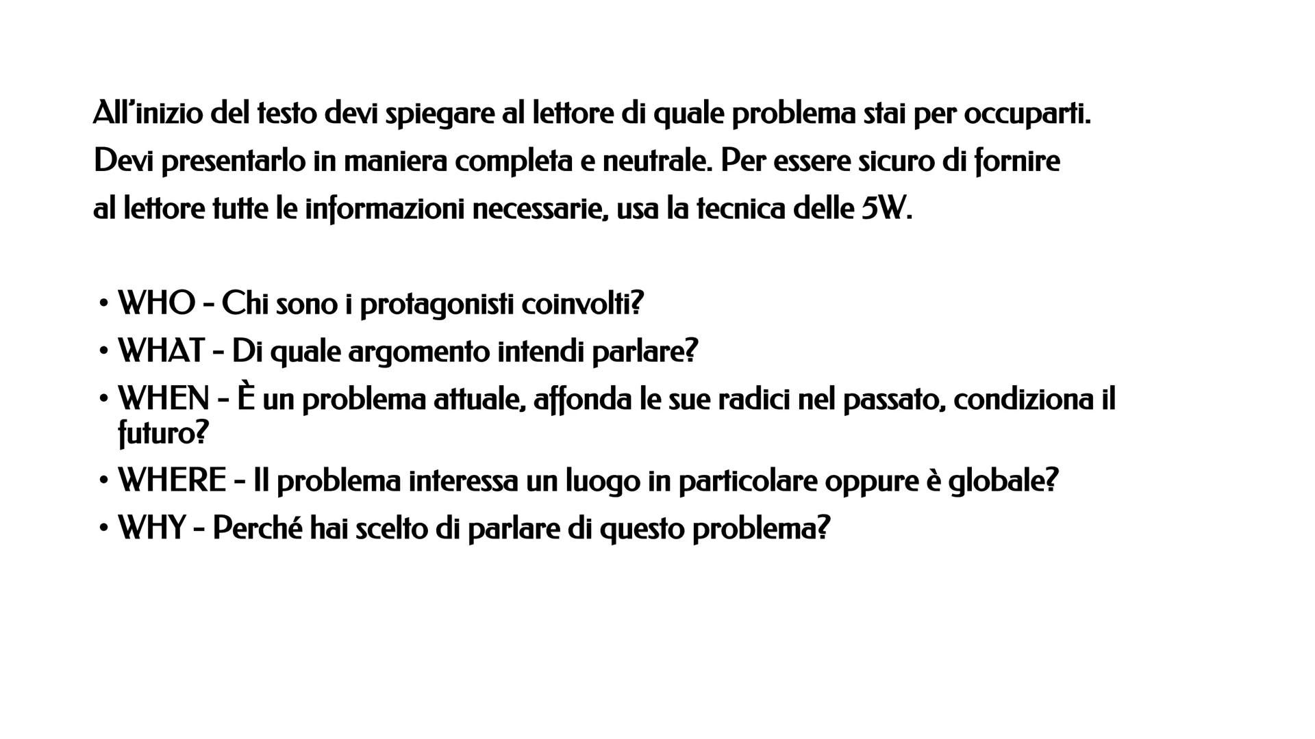 #0 La prescrittura
#1 L'introduzione
Come si scrive un testo
argomentativo
#2 Lo sviluppo
#3 La conclusione #0 La prescrittura
In primo