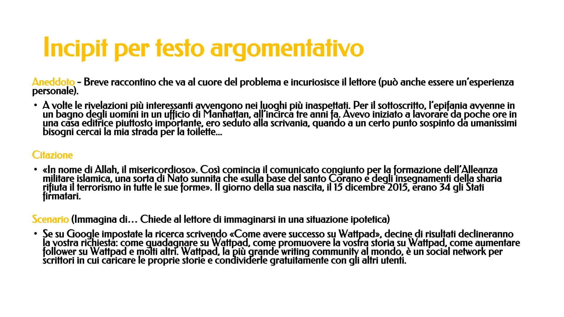 #0 La prescrittura
#1 L'introduzione
Come si scrive un testo
argomentativo
#2 Lo sviluppo
#3 La conclusione #0 La prescrittura
In primo