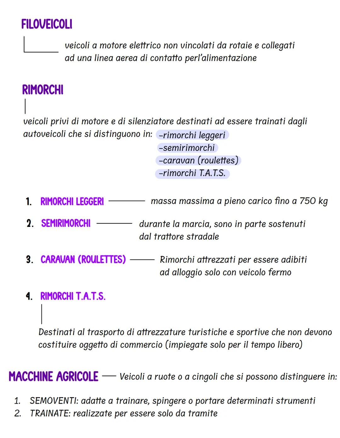 VEICOLO
Classificazione dei veicoli
Qualsiasi macchina (con o senza motore)
che circola su strada condotta dall'uomo
1. VEICOLI PRIVI DI MOT