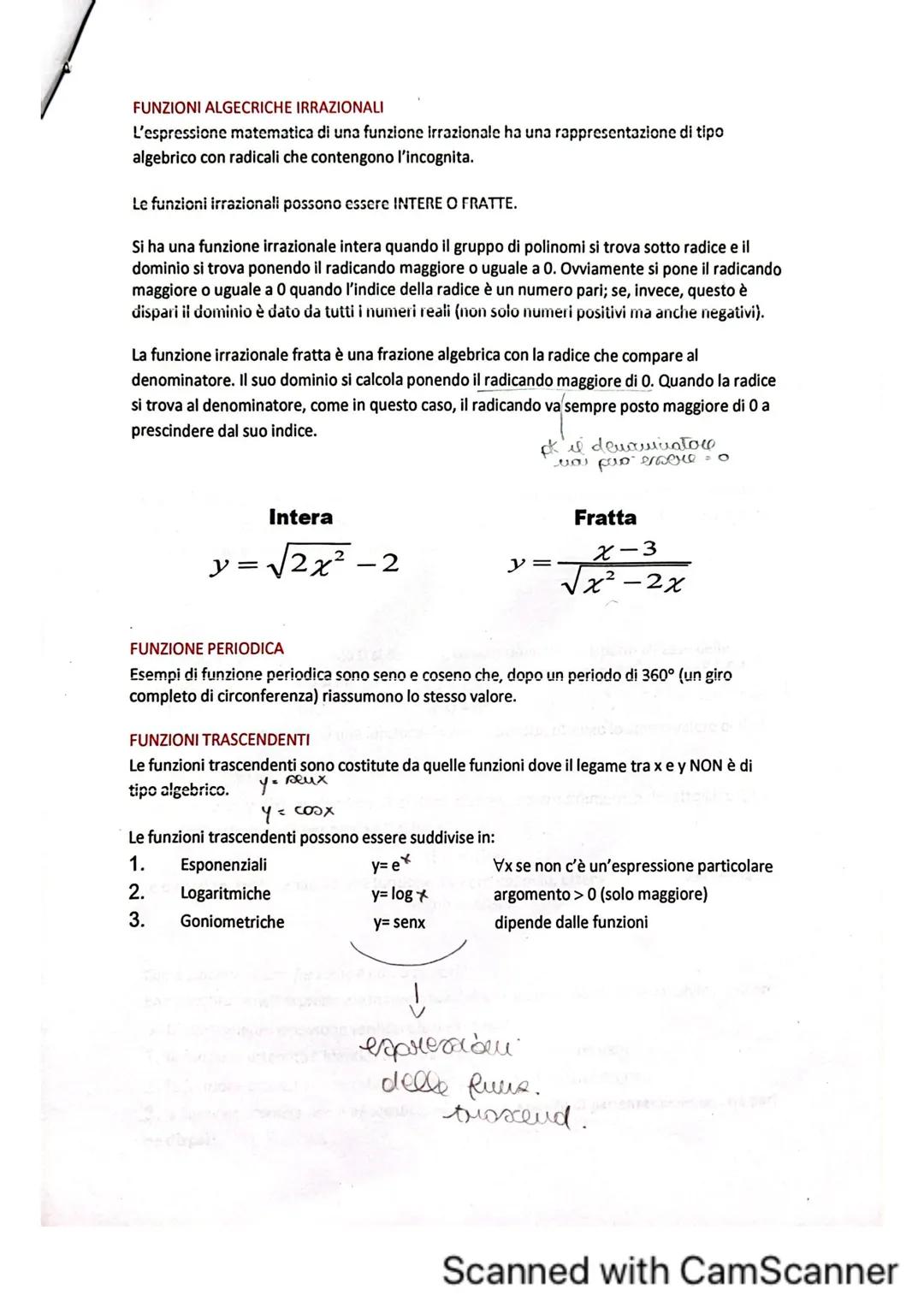 APPUNTI DI MATEMATICA
LE FUNZIONI
Una funzione è una relazione tra due insiemi A e B che associa ad ogni elemento del
dominio A un solo elem