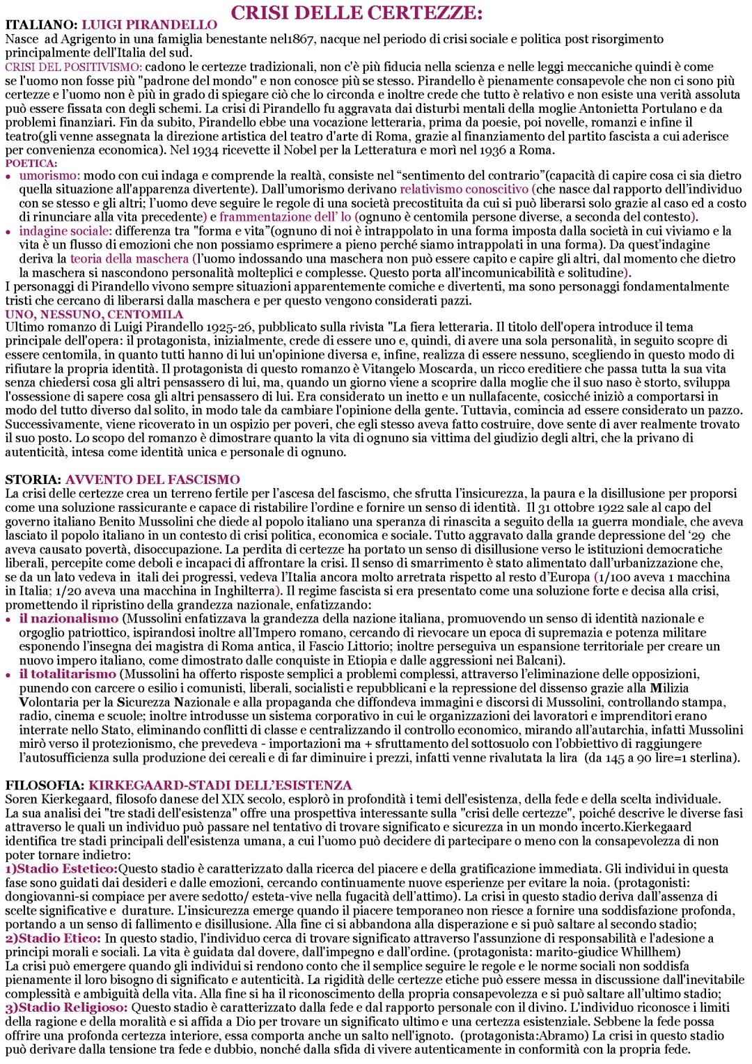 COLLEGAMENTI E RIASSUNTI PER ESAME DI MATURITÀ