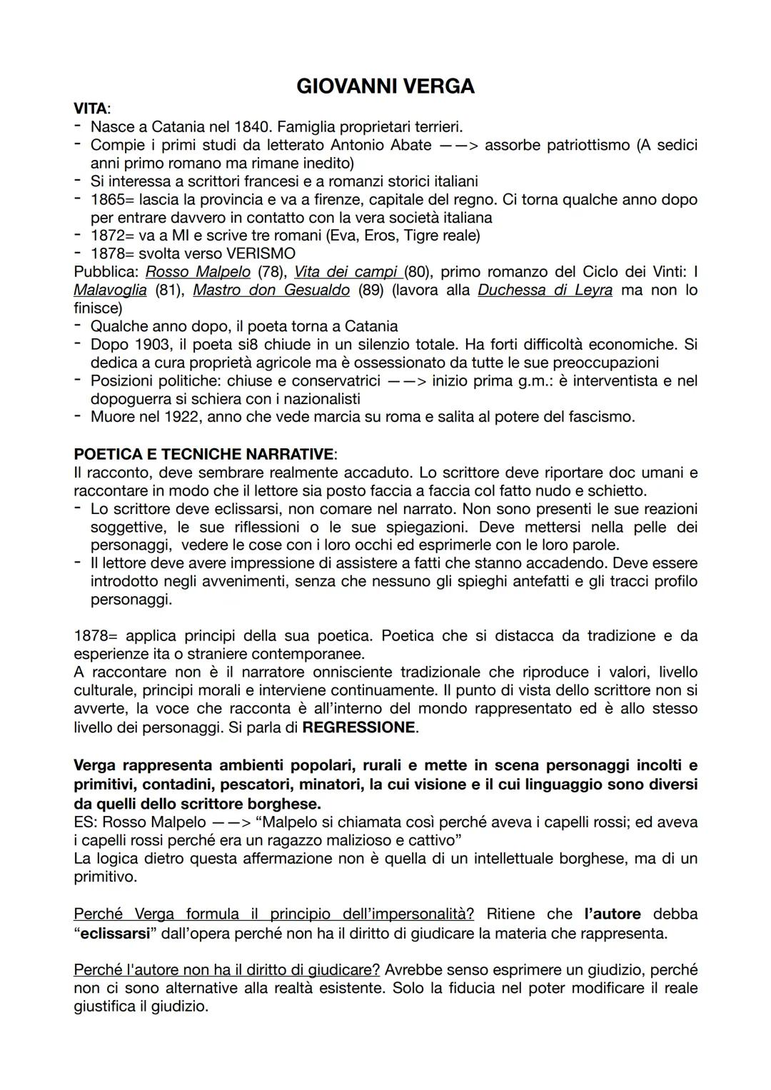 VITA:
GIOVANNI VERGA
- Nasce a Catania nel 1840. Famiglia proprietari terrieri.
-
-
Compie i primi studi da letterato Antonio Abate --> asso