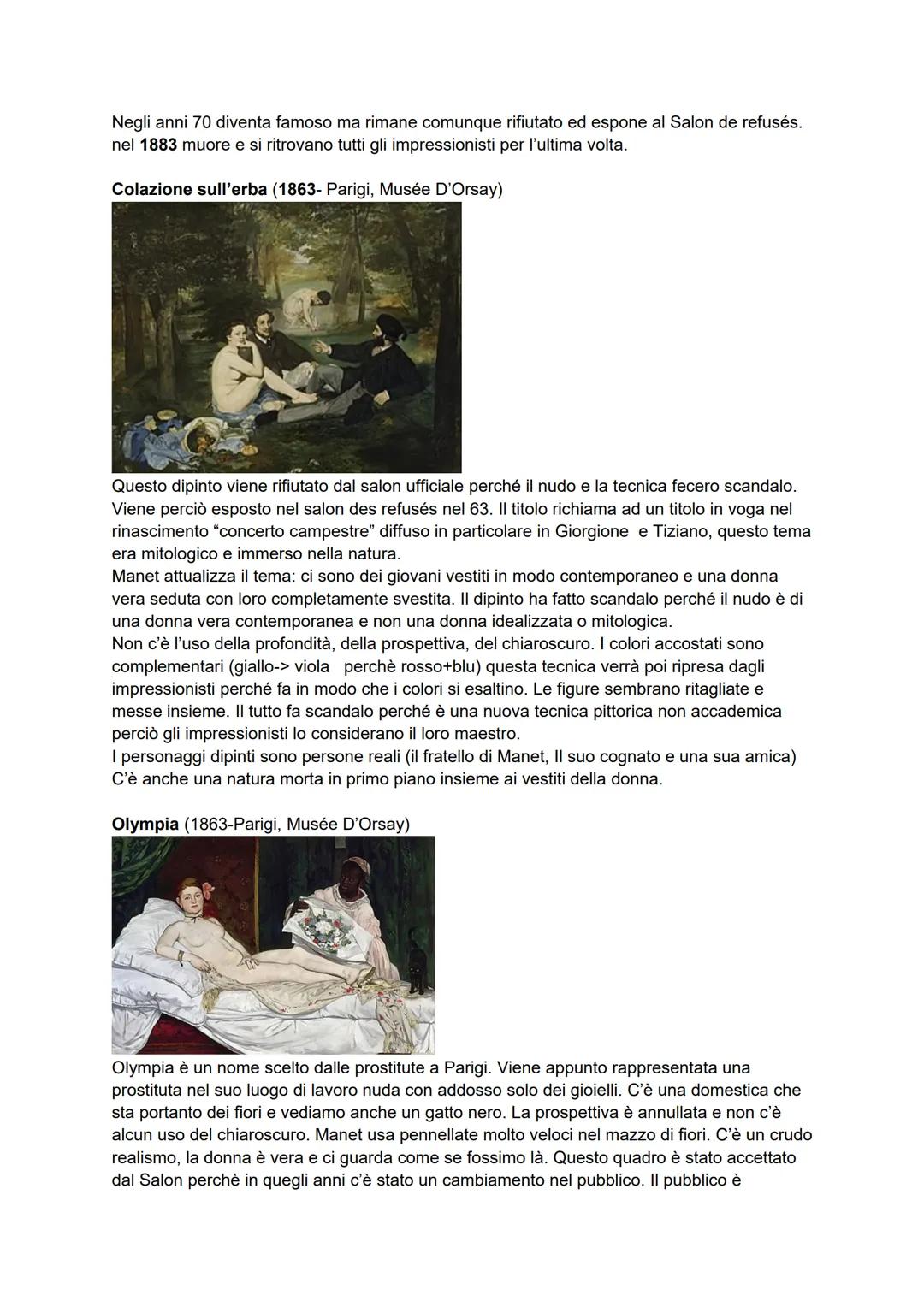 IMPRESSIONISMO
Contesto storico: il movimento nasce a Parigi, il centro artistico più importante dell'epoca
fino alla II guerra mondiale.
Tr