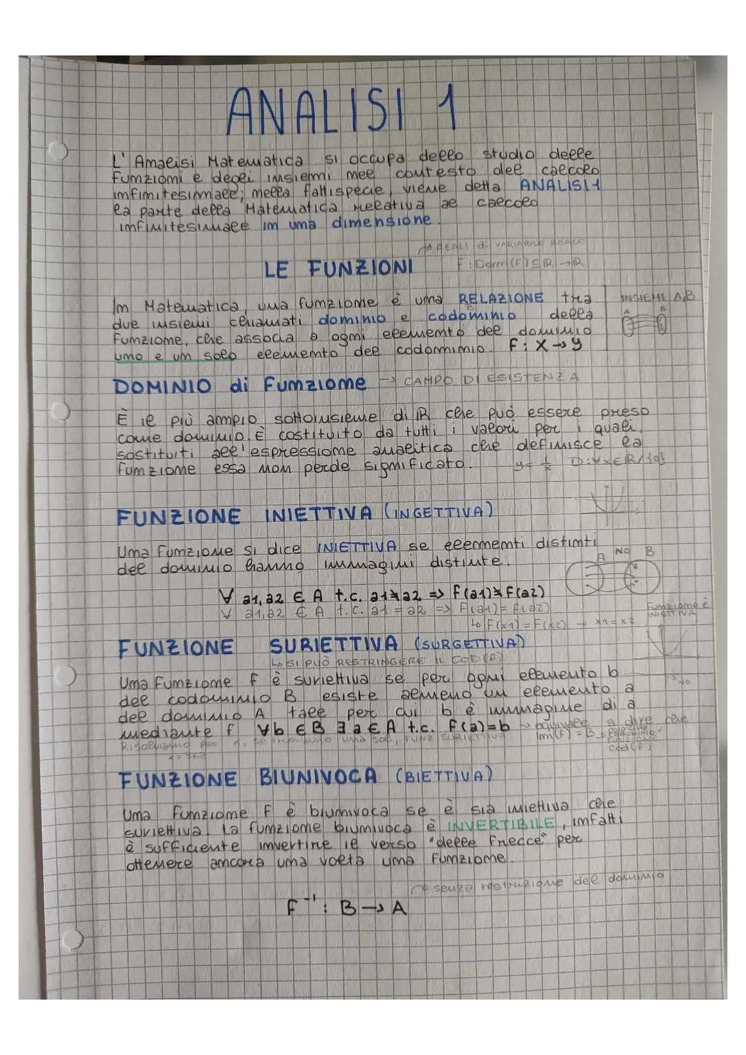 # ANALISI 1
L' Amalisi Matematica si occupa dello studio delle
fumziomi e degli insiemi mee coutesto del calcolo
infimitesimale; mella fatt
