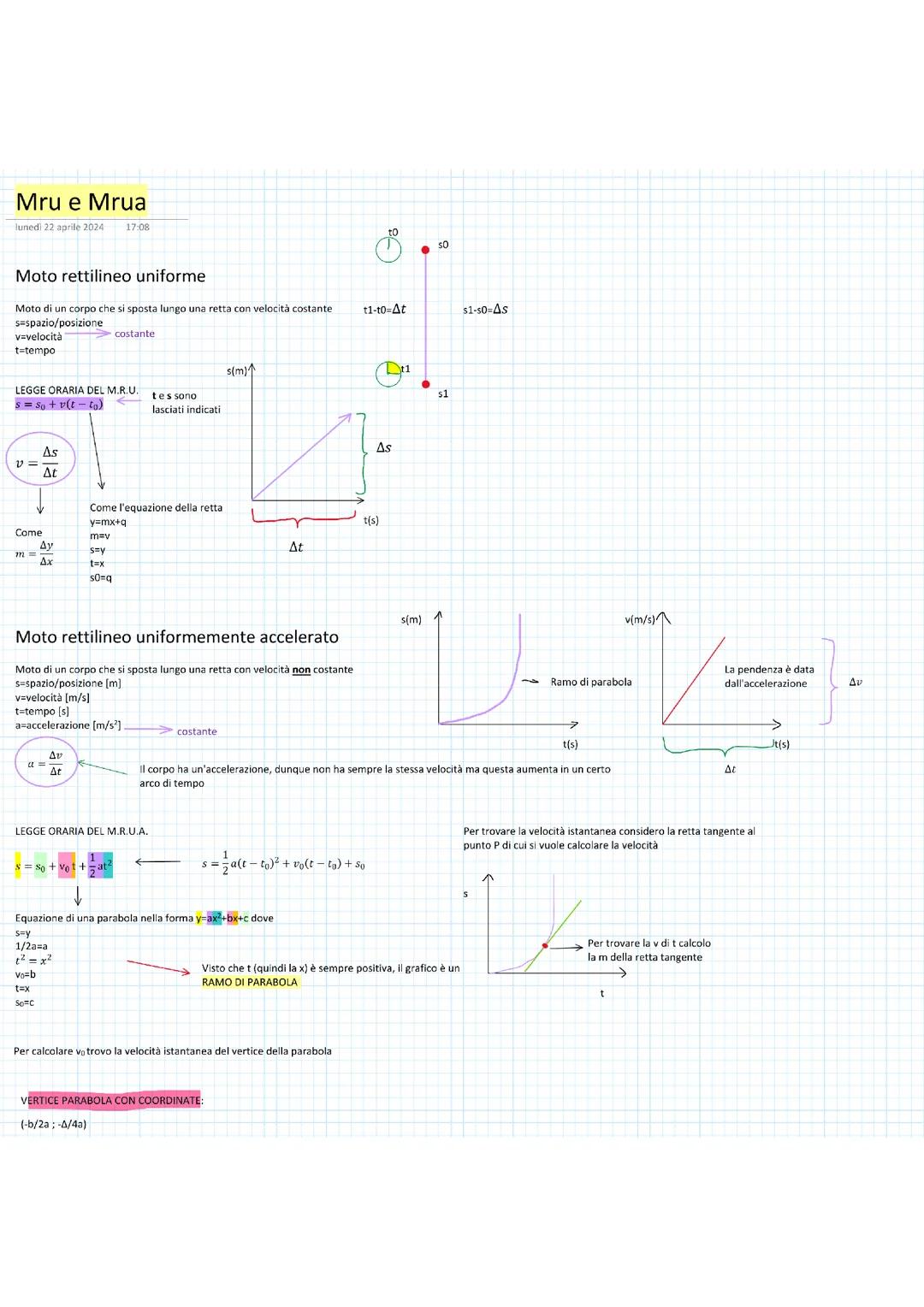 Moto rettilineo uniforme e uniformemente accelerato