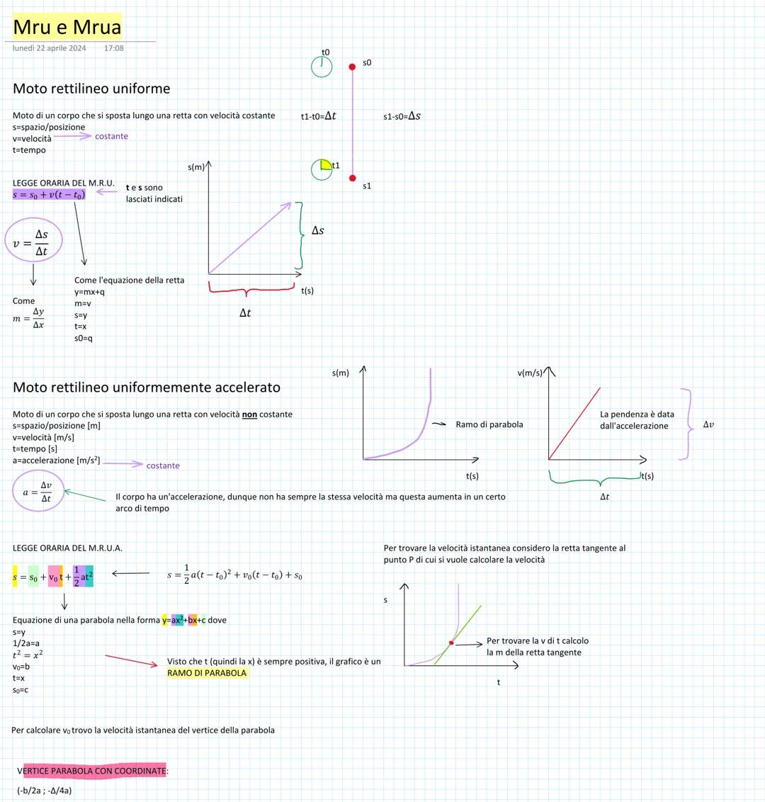 Mru e Mrua
lunedì 22 aprile 2024
17:08
to
Moto rettilineo uniforme
Moto di un corpo che si sposta lungo una retta con velocità costante t1-t