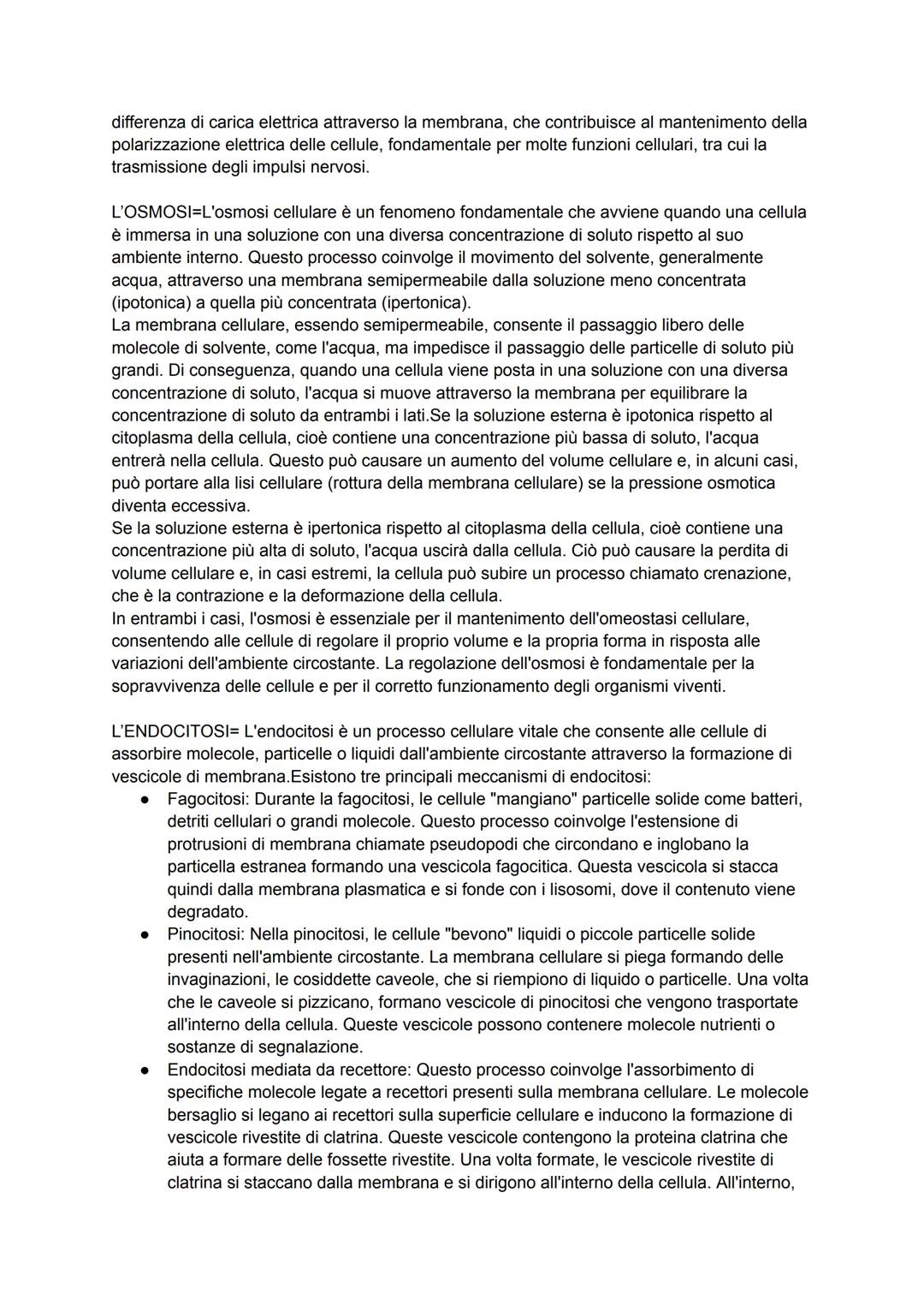# LA MEMBRANA
Nelle cellule la membrana cellulare ha il compito di regolare il passaggio delle
molecole dall'esterno all'interno della cell