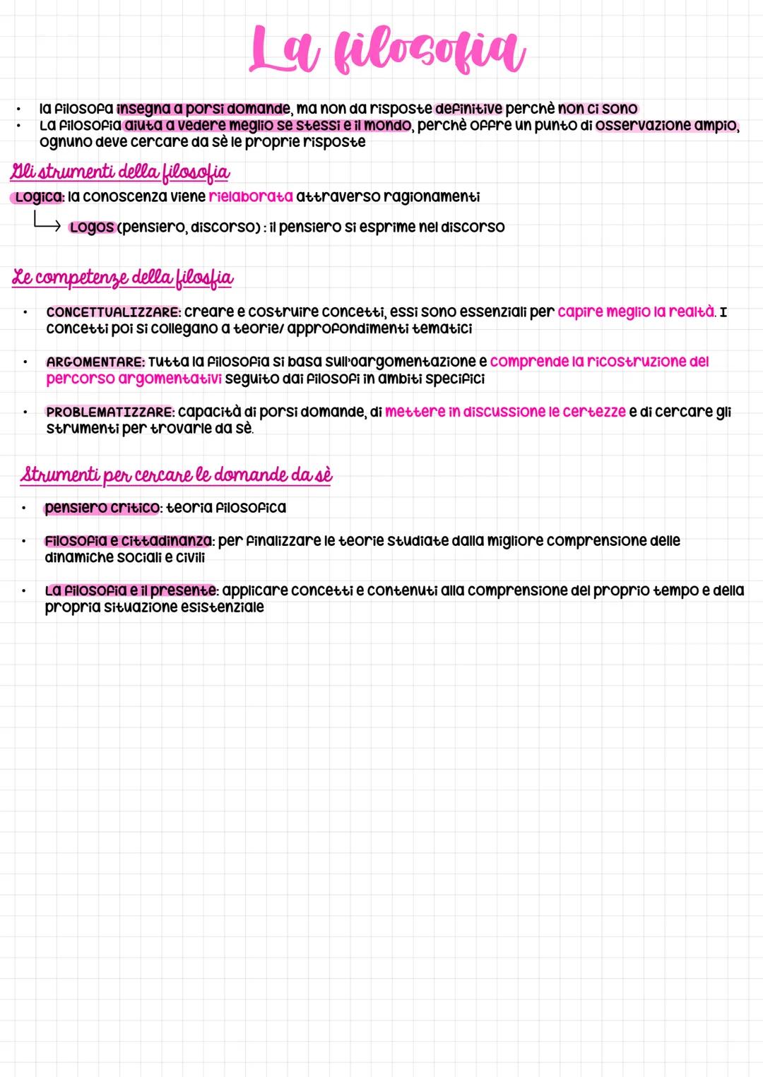 # La filosofia
- la filosofa insegna a porsi domande, ma non da risposte definitive perchè non ci sono
- La filosofia aiuta a vedere meglio