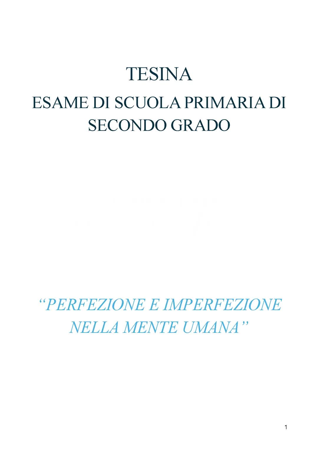Tesina sulla perfezione e imperfezione