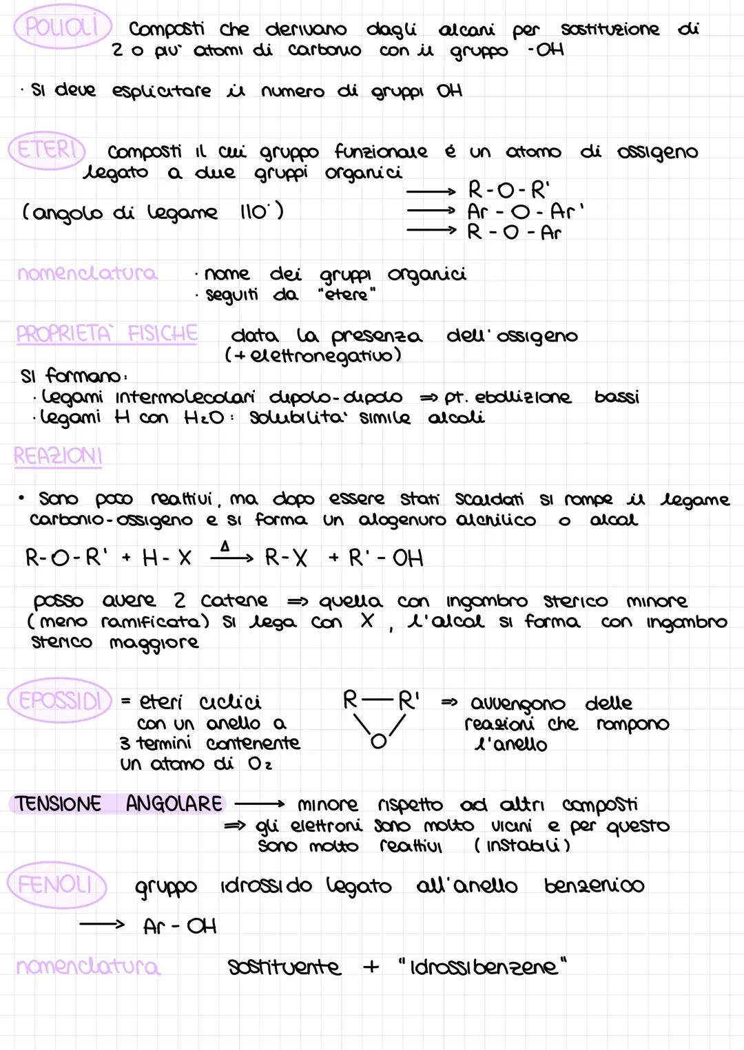 # ALCOLI - ETERI - FENOLI
(ALCOLI) molecale che presentano un gruppo OH (= gruppo ossidrile)
legato ad un atomo di carbonio $\longrightarro