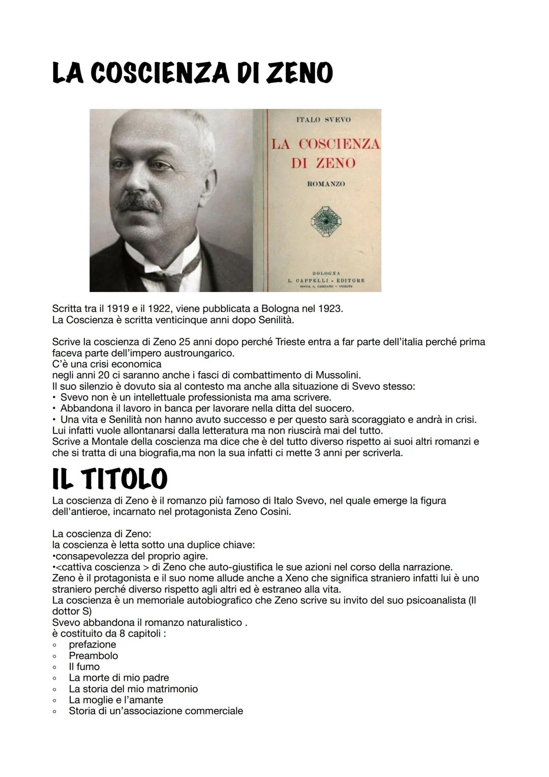# LA COSCIENZA DI ZENO
ITALO SVEVO
LA COSCIENZA
DI ZENO
ROMANZO
BOLOGNA
L. CAPPELLI - EDITORE
Scritta tra il 1919 e il 1922, viene pubb