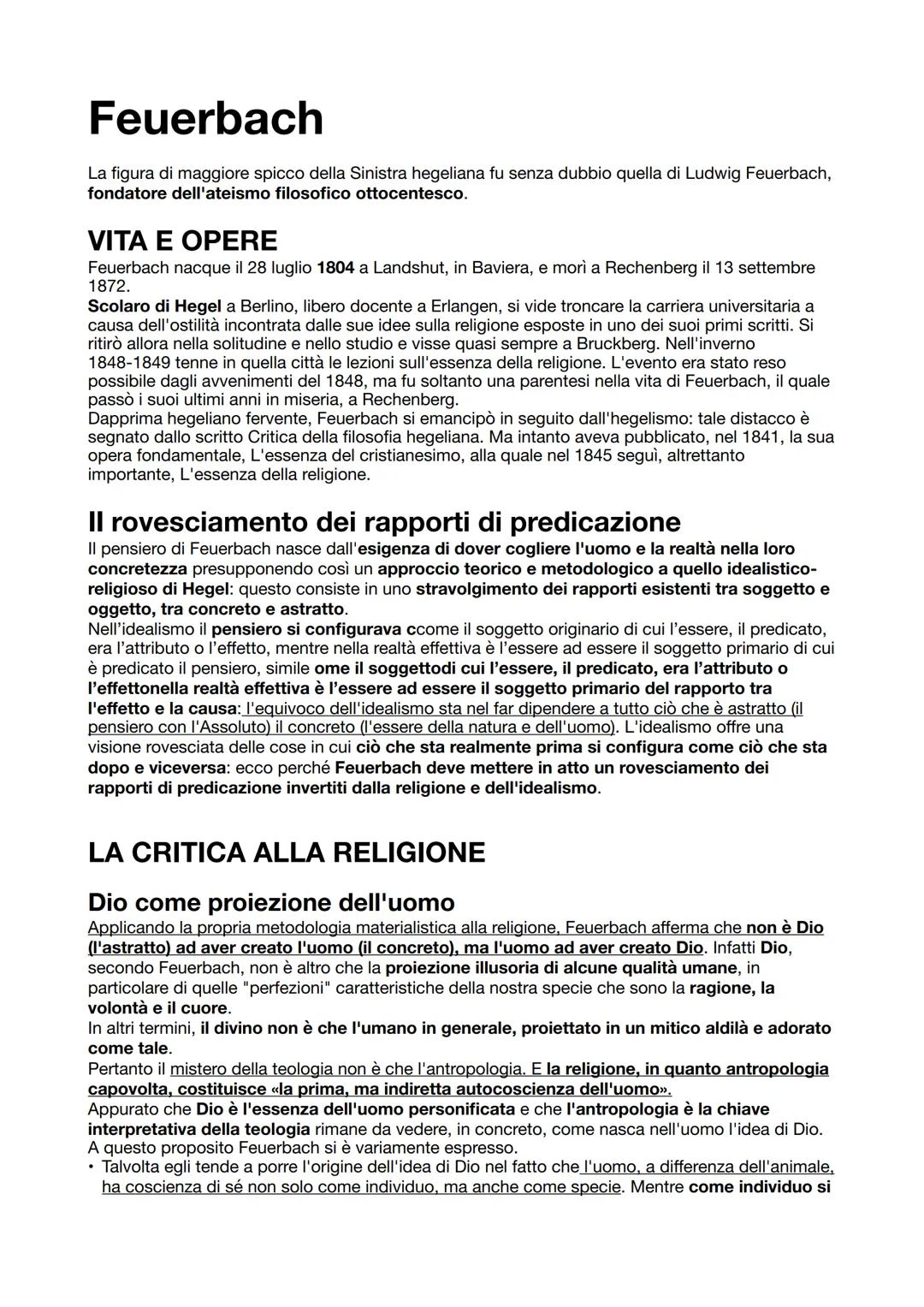 # Feuerbach
La figura di maggiore spicco della Sinistra hegeliana fu senza dubbio quella di Ludwig Feuerbach,
fondatore dell'ateismo filoso