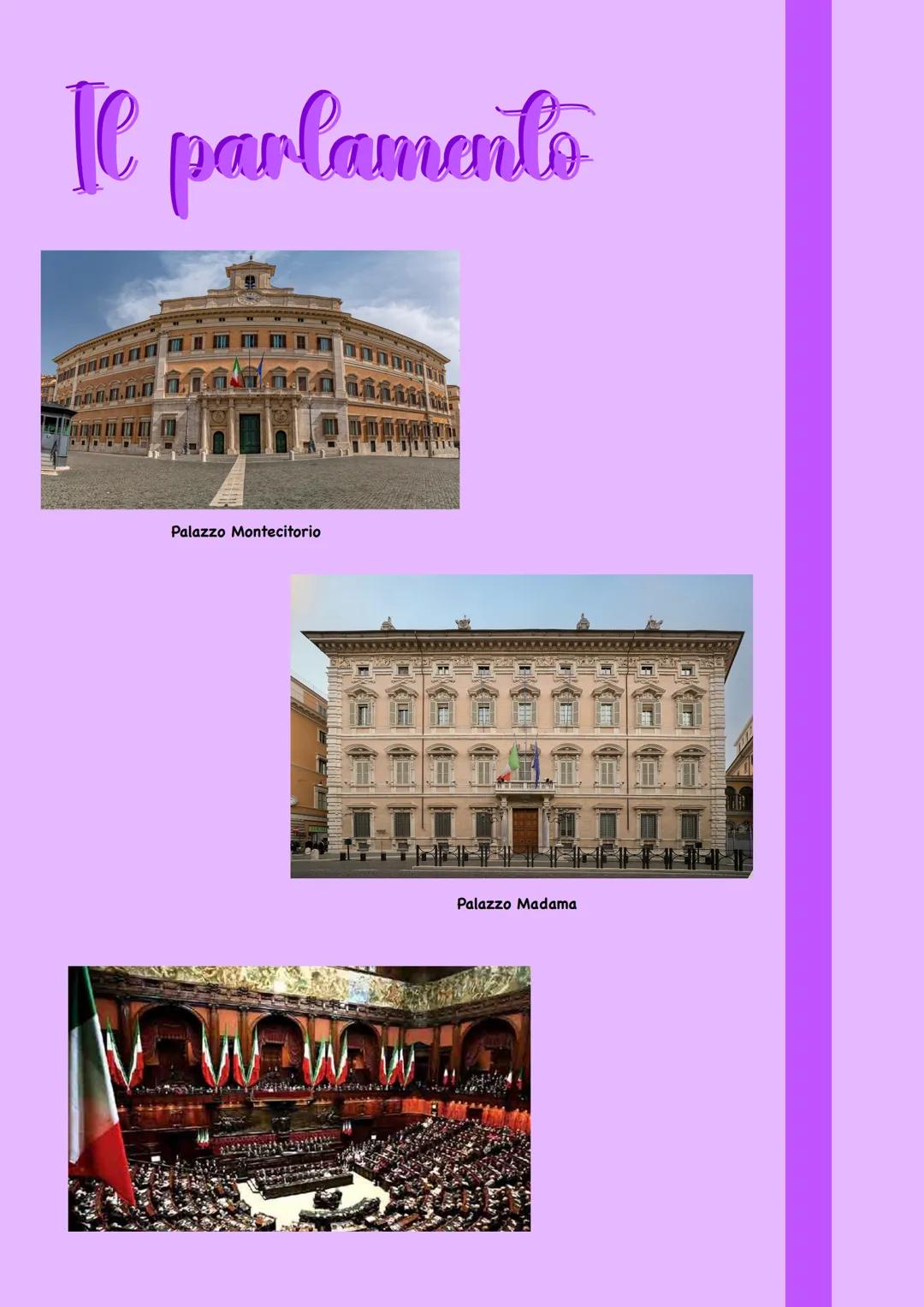 # Il parlamento
Palazzo Montecitorio
Palazzo Madama # Il parlamento
Ordinamento della repubblica
II parte della costituzione
I titolo art