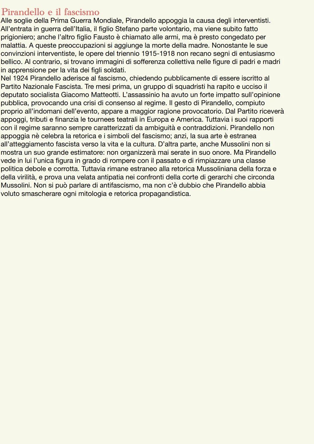 Luigi Pirandello
Luigi Pirandello nasce nel 1867 a Agrigento, in un quartiere chiamato Caos. Da adulto si
soffermerà sul significato simboli