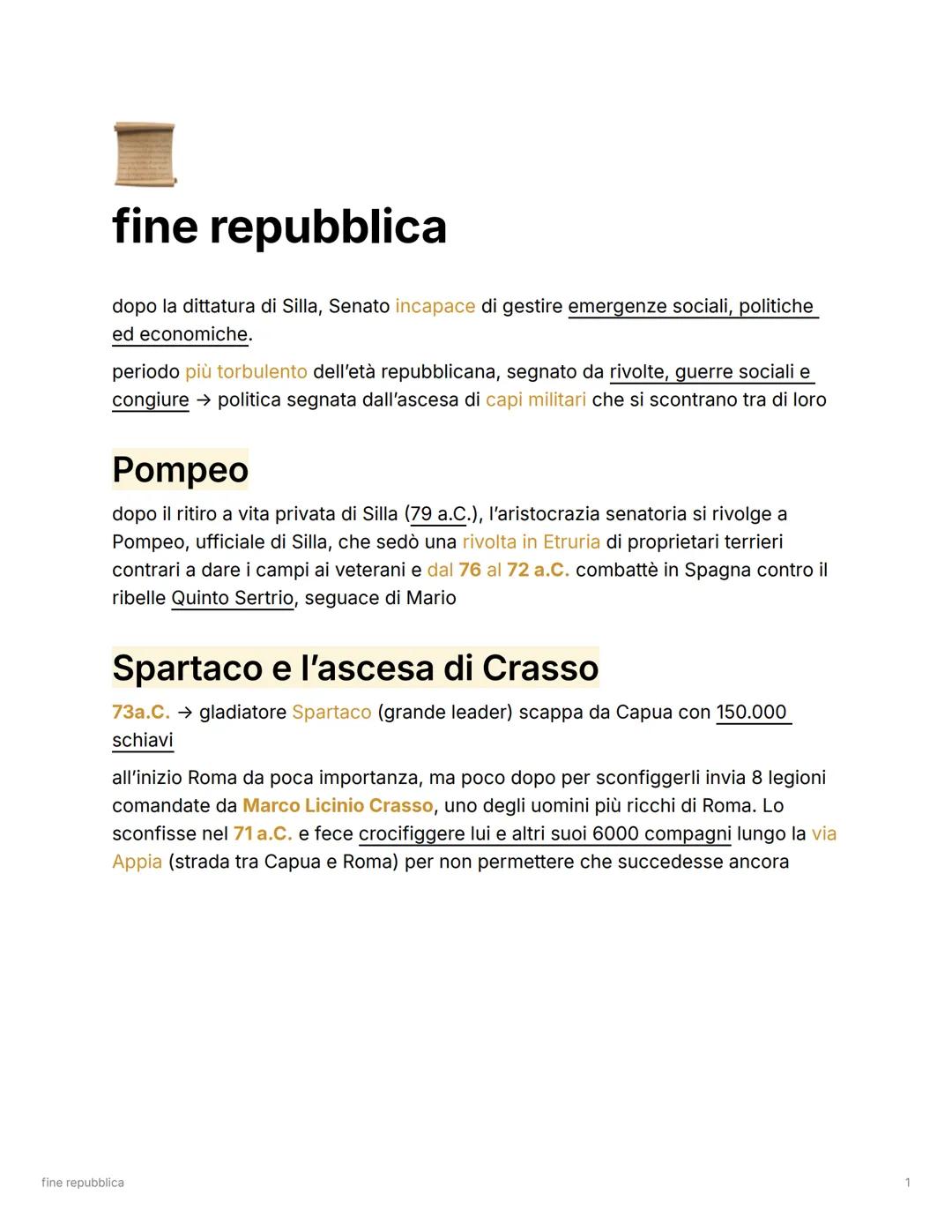 # fine repubblica
dopo la dittatura di Silla, Senato incapace di gestire emergenze sociali, politiche
ed economiche.
periodo più torbulent
