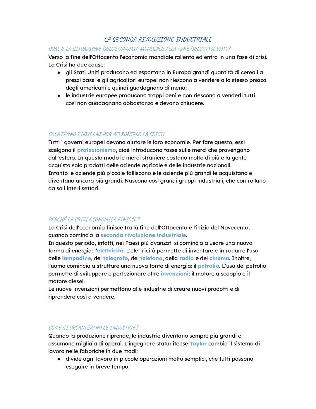 La seconda Rivoluzione Industriale