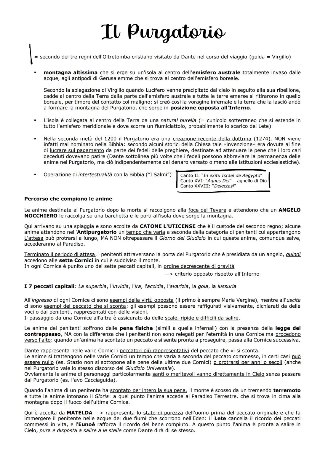 # Il Purgatorio
= secondo dei tre regni dell'Oltretomba cristiano visitato da Dante nel corso del viaggio (guida = Virgilio)
* montagna
