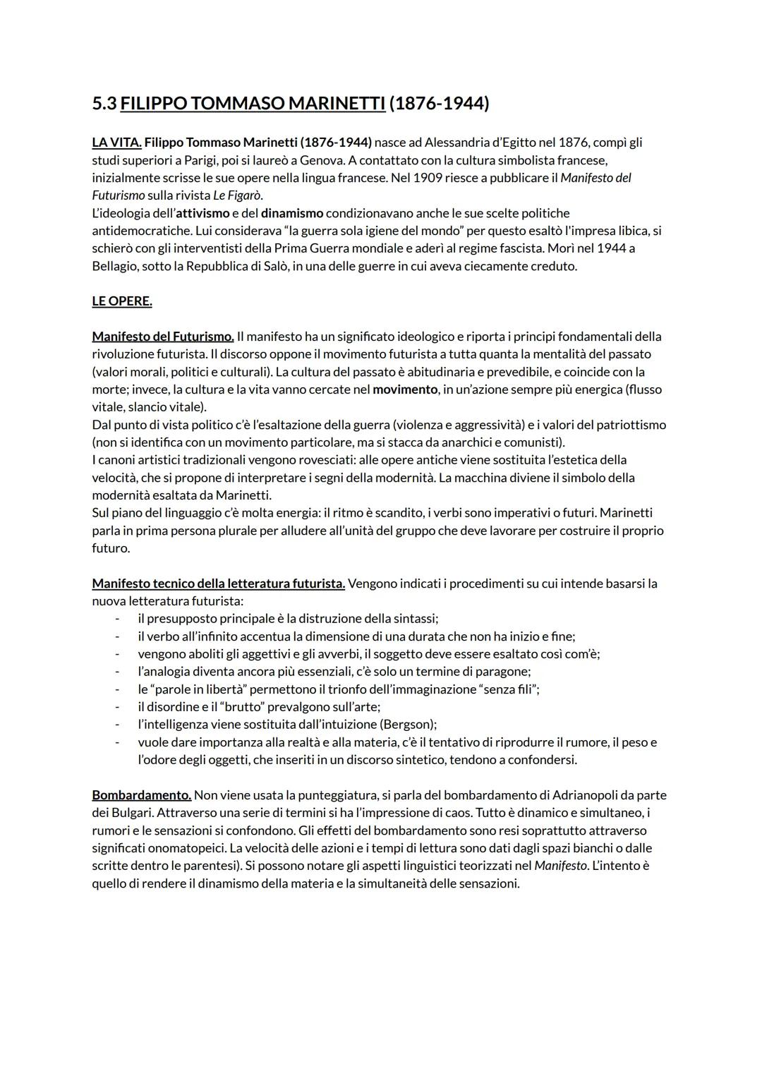 # LETTERATURA ITALIANA
# IL FUTURISMO
## 5.1 LE AVANGUARDIE
Il termine avanguardia appartiene al vocabolario militare e indica la pattugl