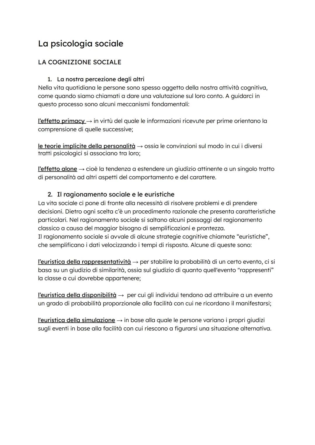 # La psicologia sociale
LA COGNIZIONE SOCIALE
1. La nostra percezione degli altri
Nella vita quotidiana le persone sono spesso oggetto de