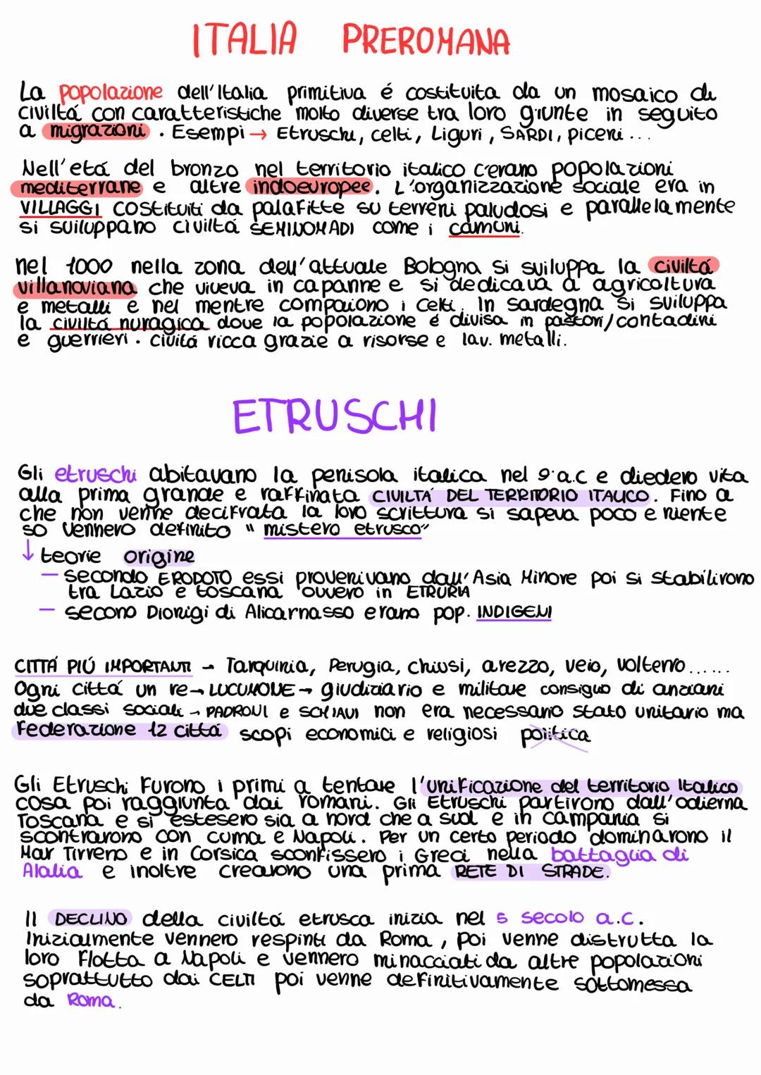 ITALIA
PREROMANA
La popolazione dell'Italia primitiva é costituita da un mosaico de
Civilta con caratteristiche molto diverse tra loro giunt