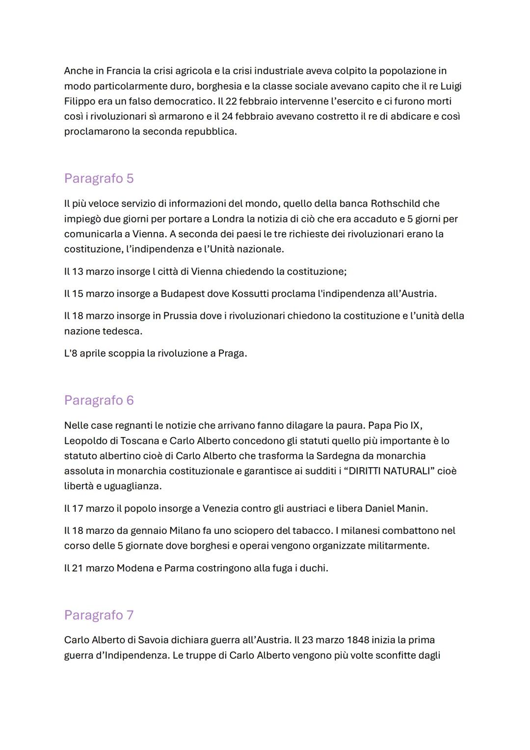 # CAPITOLO 21: IL 48' E LA PRIMA GUERRA
D'INDIPENDENZA
Paragrafo 1
Nel 1847 i sovrani italiani si aprirono a caute riforme di libertà di s