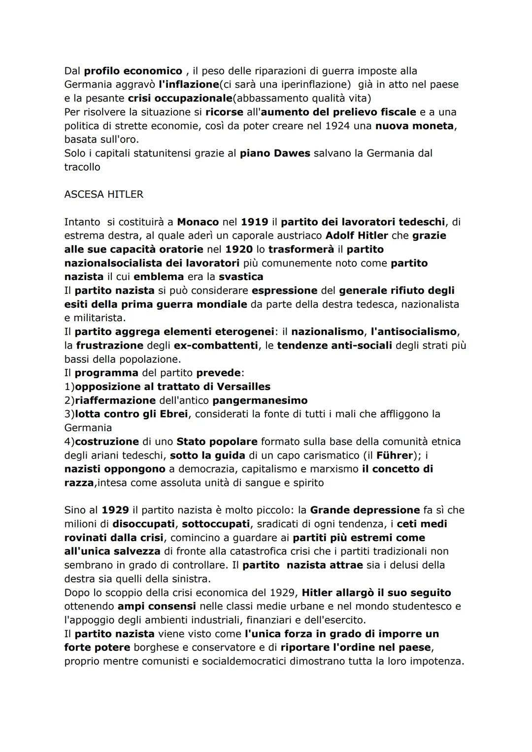 # GERMANIA DI HITLER
REPUBBLICA DI WEIMAR
Alla fine del 1918 dopo l' assai acuta crisi del dopoguerra in Germania la
situazione era precip
