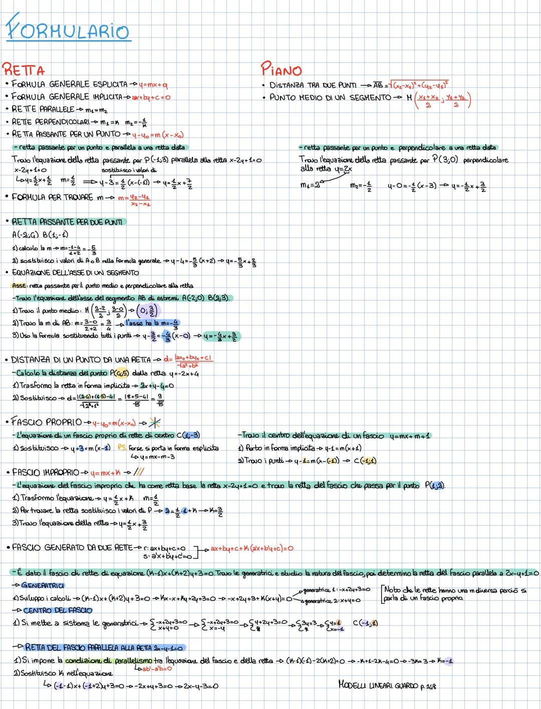 # YORMULARIO
RETTA
• FORMULA GENERALE ESPLICITA$y=mx+q$
• FORMULA GENERALE IMPLICITA-$ax+by+c=0$
• RETTE PARALLELE $m_1= m_2$
• RETTE P