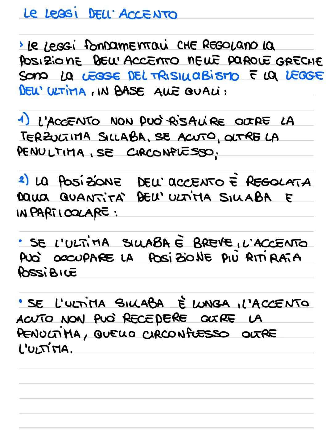 # LE LEGGI DELL' ACCENTO
> LE LEGGI fondamentaй CHE REGOLAND LA
Posizione DEU' ACCENTO NEUE PAROLE GRECHE
Sono LA LEGGE DEL TRISIUABISMO E