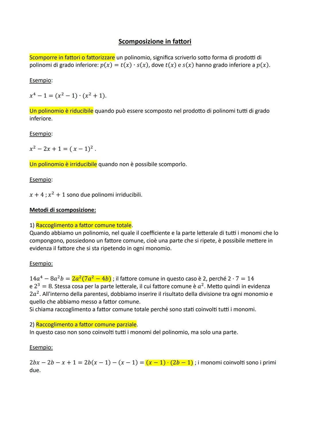 Calcolo letterale: MONOMI
Monomio: espressione letterale in cui compaiono solo moltiplicazioni e potenze tra numeri
(coefficienti) e lettere