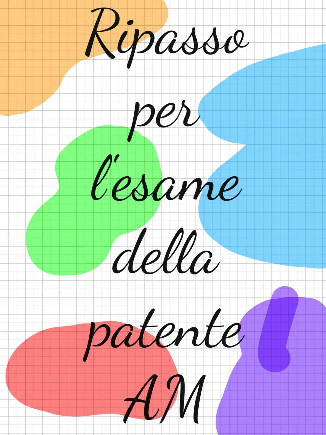 Ripasso
per
l'esame
della
patente
AM Chapter 1
I conducente di un ciclomotore deve evitare tutti i comportamenti che peggiorino le
proprie