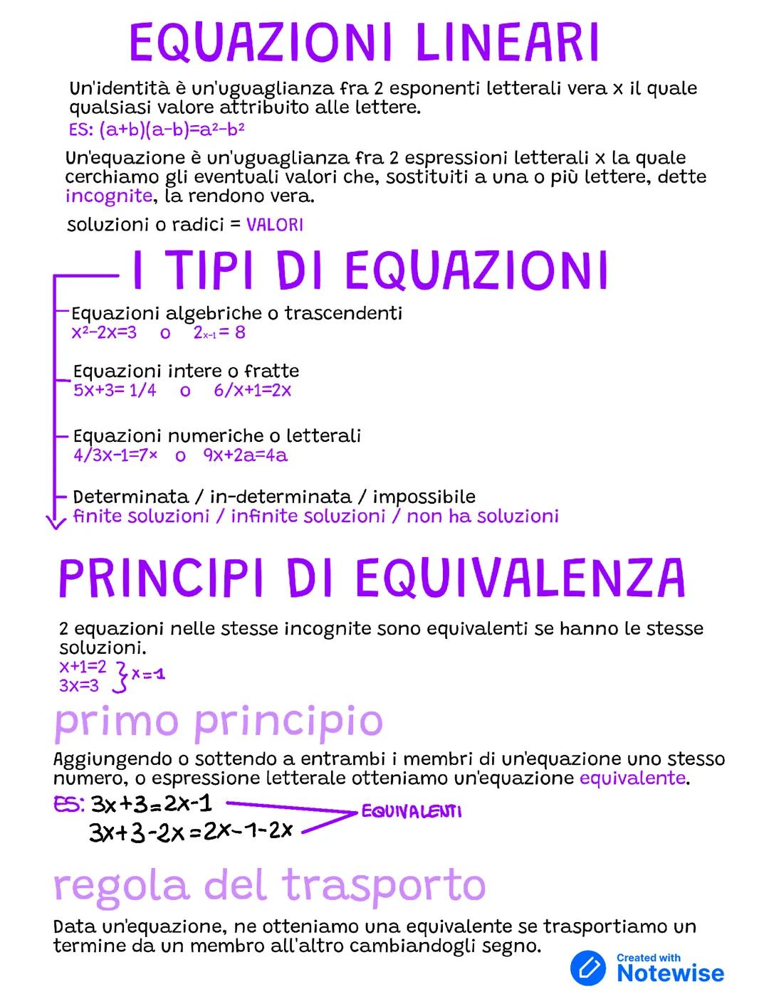Equazioni lineari