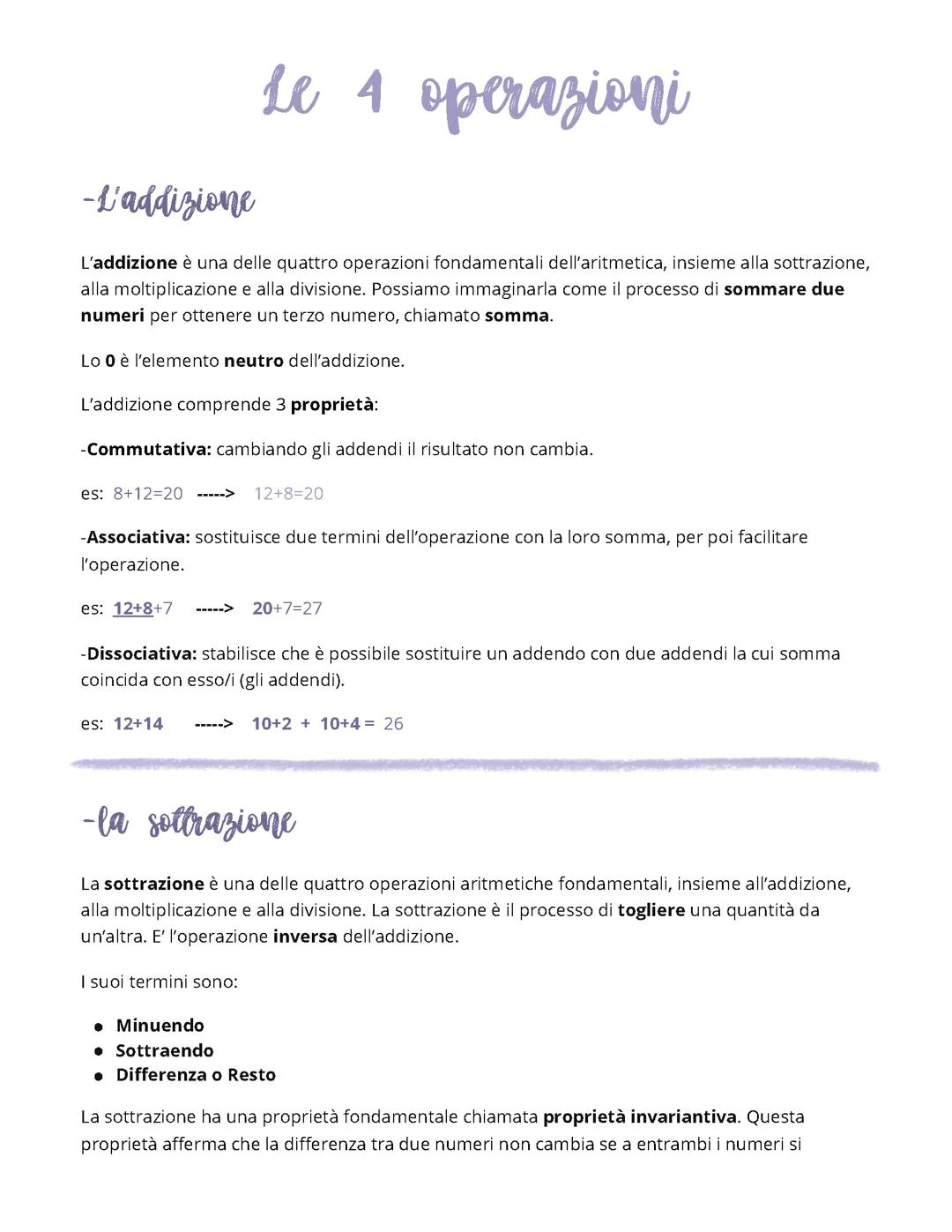 Tutto sulle 4 Operazioni Matematiche