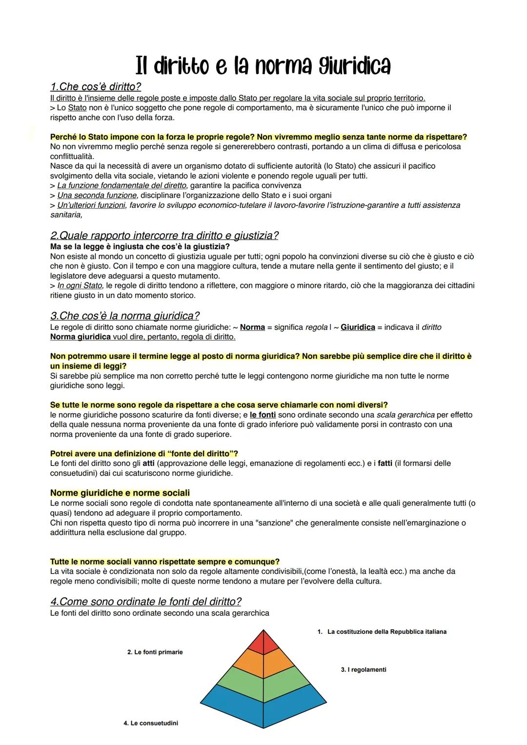 # Il diritto e la norma giuridica
1. Che cos'è diritto?
Il diritto è l'insieme delle regole poste e imposte dallo Stato per regolare la vi