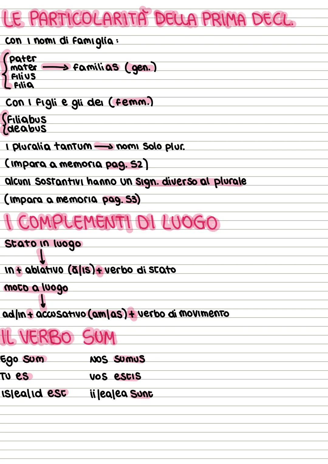 # I CASI E LA A DECLINAZIONE
NOMINATIVO: Soggetto (sing. ǎ/plur. ae)
GENITIVO: specificazione (sing. ael plur. arum)
DATIVO: termine (sin