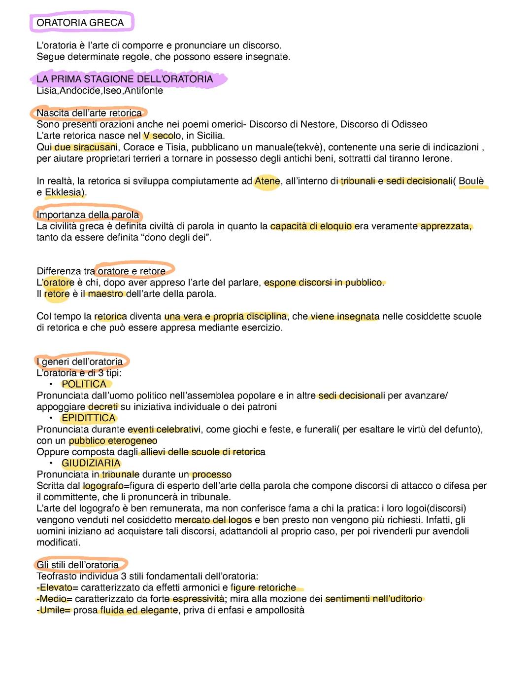 L’Oratoria Greca: Lisia, Isocrate,Demostene