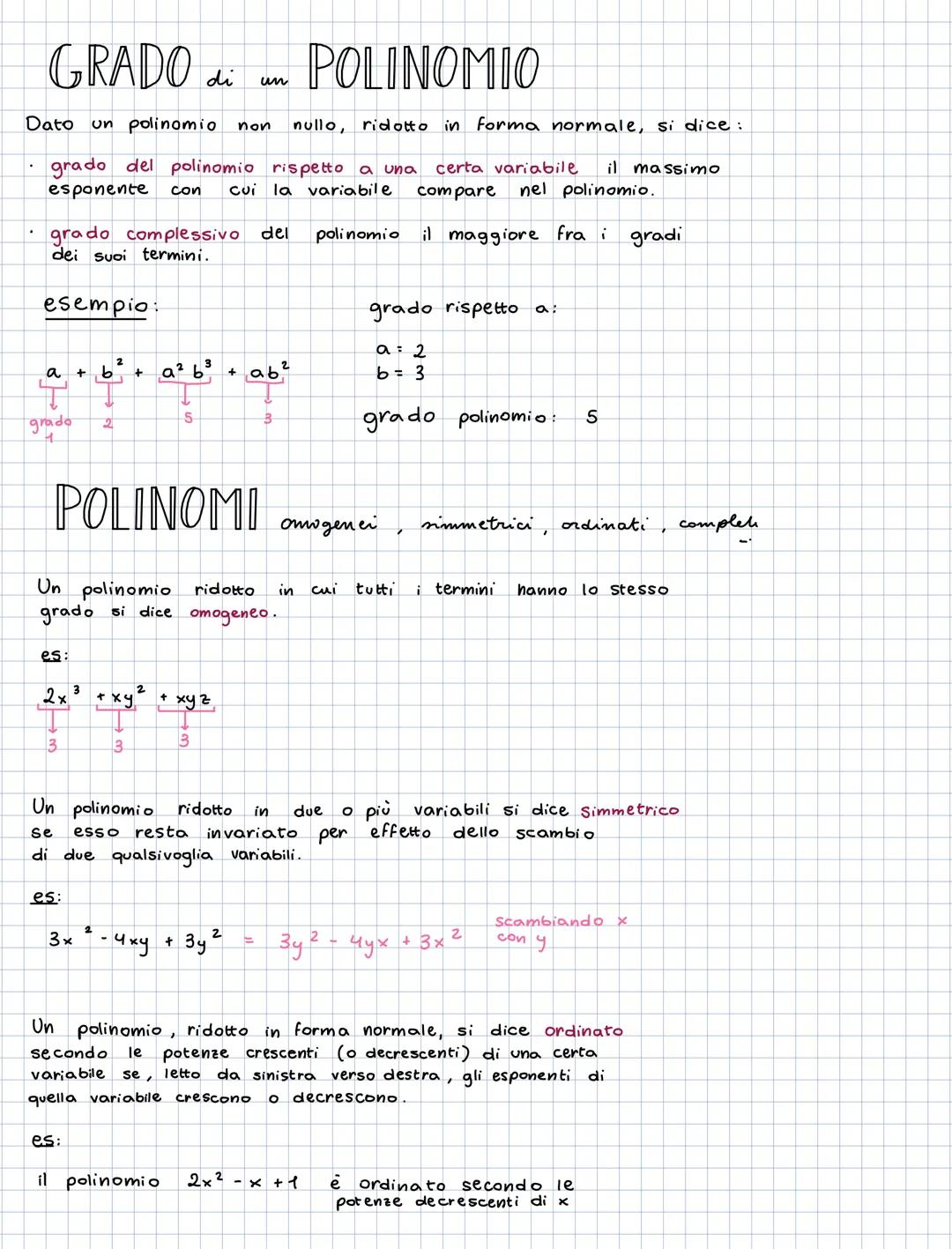# POLINOMI
Si chiama polinomio ogni espressione algebrica che può essere
scritta come somma algebrica di monomi.
esempio:
Sono polinomi: