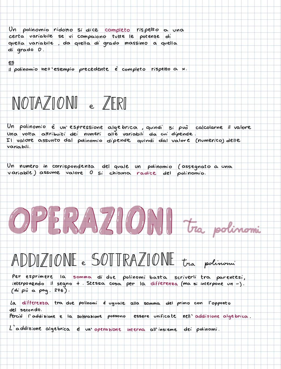 # POLINOMI
Si chiama polinomio ogni espressione algebrica che può essere
scritta come somma algebrica di monomi.
esempio:
Sono polinomi: