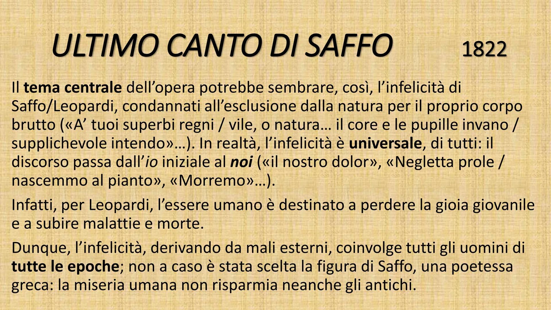 # GIACOMO LEOPARDI
Giacomo Leopardi nasce a Recanati nel 1798,
in un ambiente bigotto e conservatore. In età
adolescenziale si chiude nella