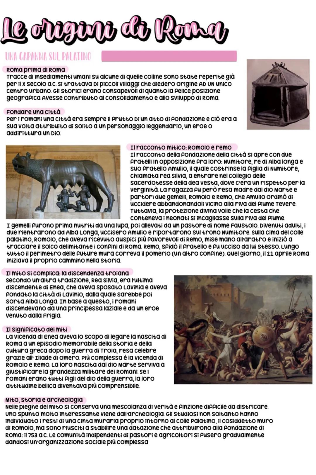 # Le origini di Roma
UNA CAPANNA SUL PALATINO
Roma prima di Roma
Tracce di insediamenti umani su alcune di quelle colline sono state reper