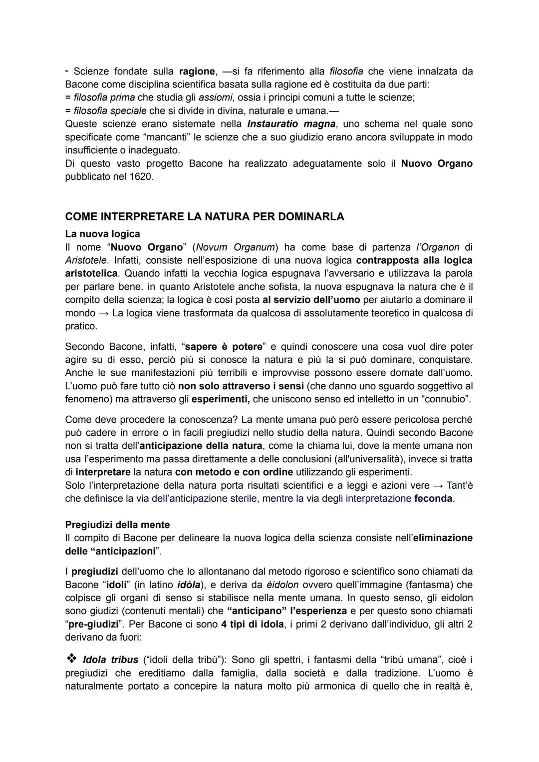 BACONE
IL PROFETA DELLA TECNICA
Filosofo molto importante per la rivoluzione scientifica perché sottolineò l'importanza di
conoscere approfo
