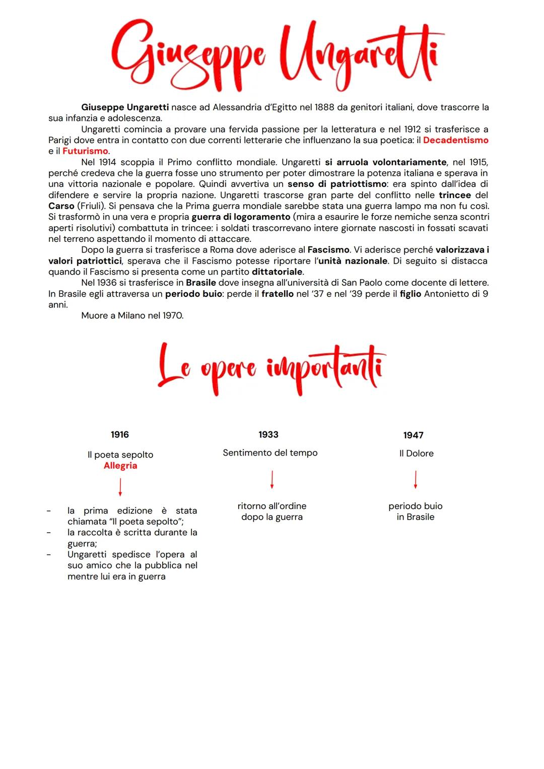# Giuseppe Ungaretti
Giuseppe Ungaretti nasce ad Alessandria d'Egitto nel 1888 da genitori italiani, dove trascorre la sua infanzia e adole